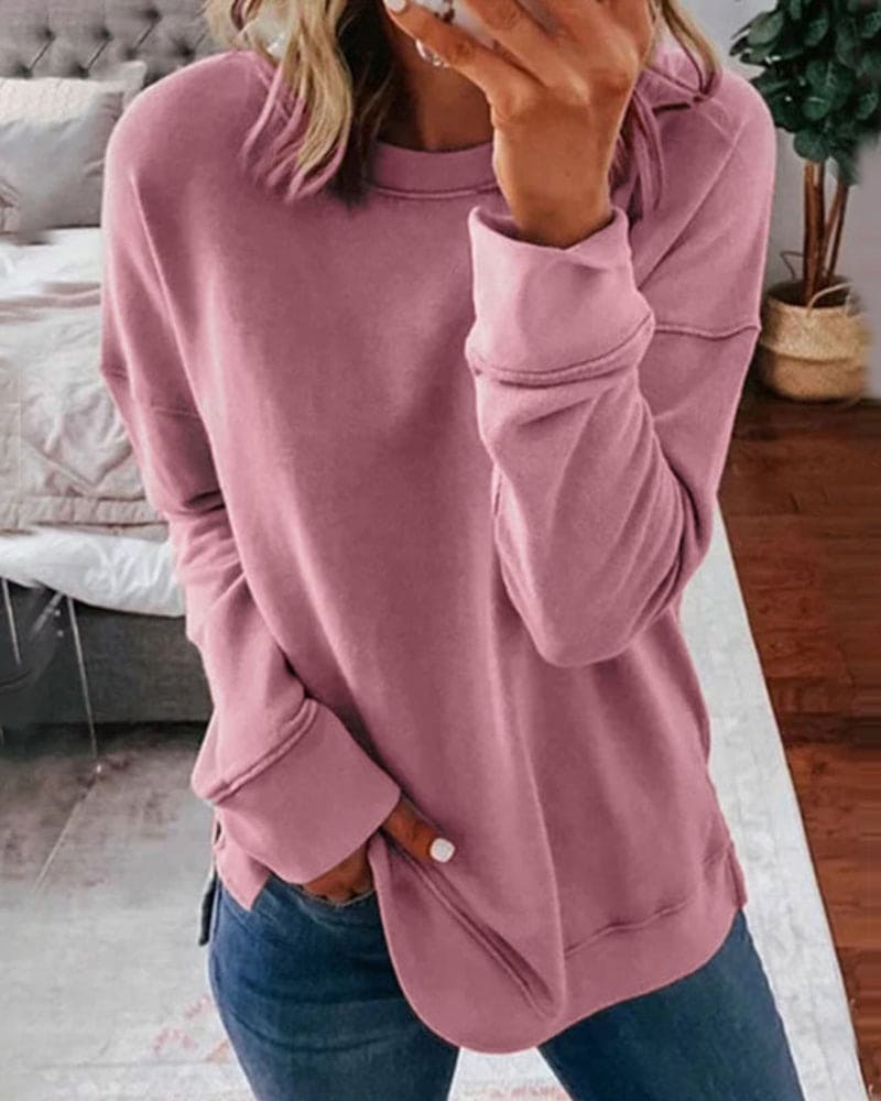 Lenvya – Minimalistisch Effen Sweatshirt met Luxueus Draagcomfort