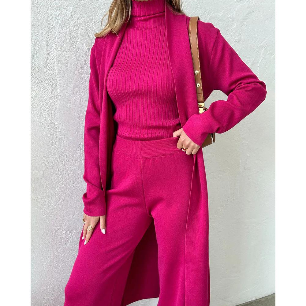 Solenne – 3-Delige Gebreide Co-ord Set met Luxe Comfort en Tijdloze Elegantie