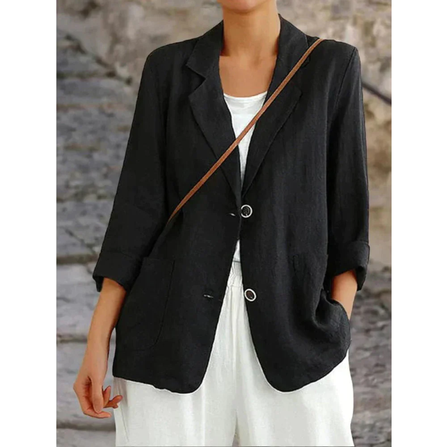 Elara - Elegante Linnen Blazer voor een Tijdloze Look