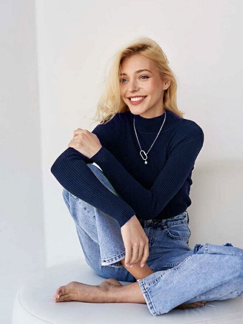 Averine – Ribbed Turtleneck Coltrui voor Dames