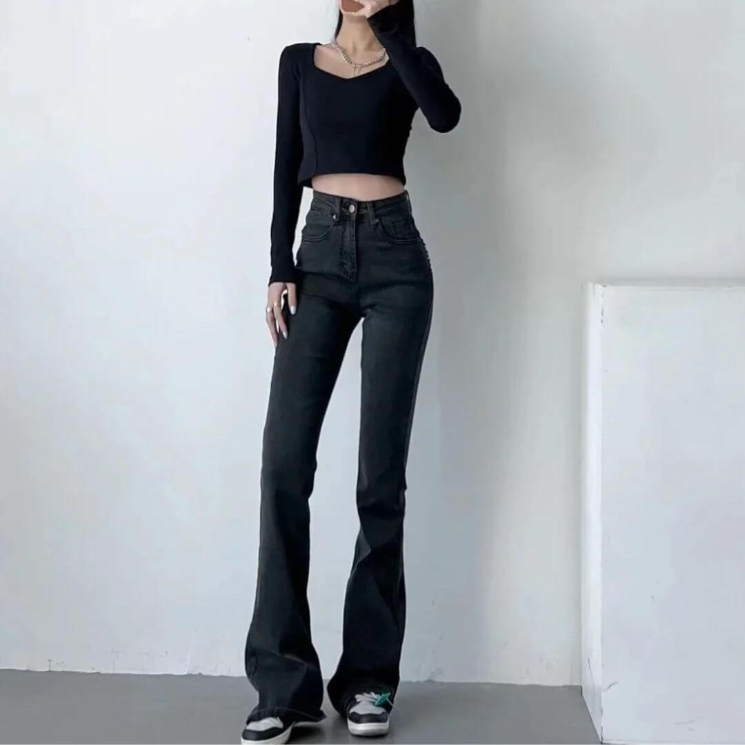 Selene Jeans – Dames Spijkerbroek met Hoge Taille en Hartvormige Details