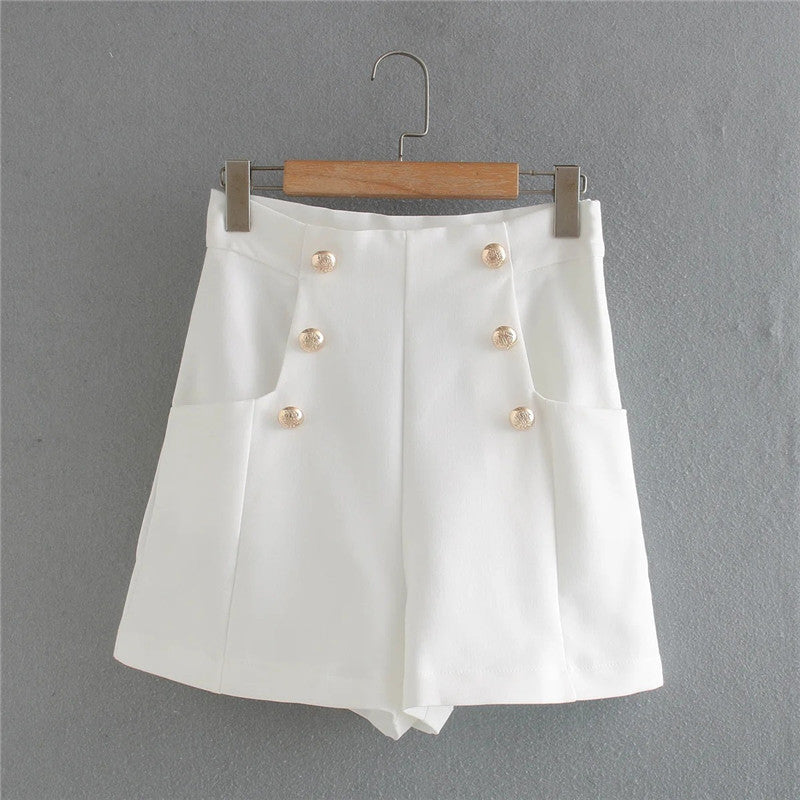 Vespera - Luxe Blazer en Korte Broek Set in Crèmekleur voor een Elegante Look