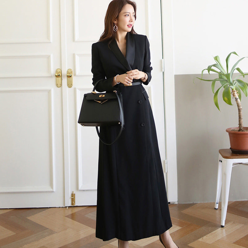 Valerisse – Elegante Blazerjurk met Maxi-Lengte & Dubbele Knoopsluiting