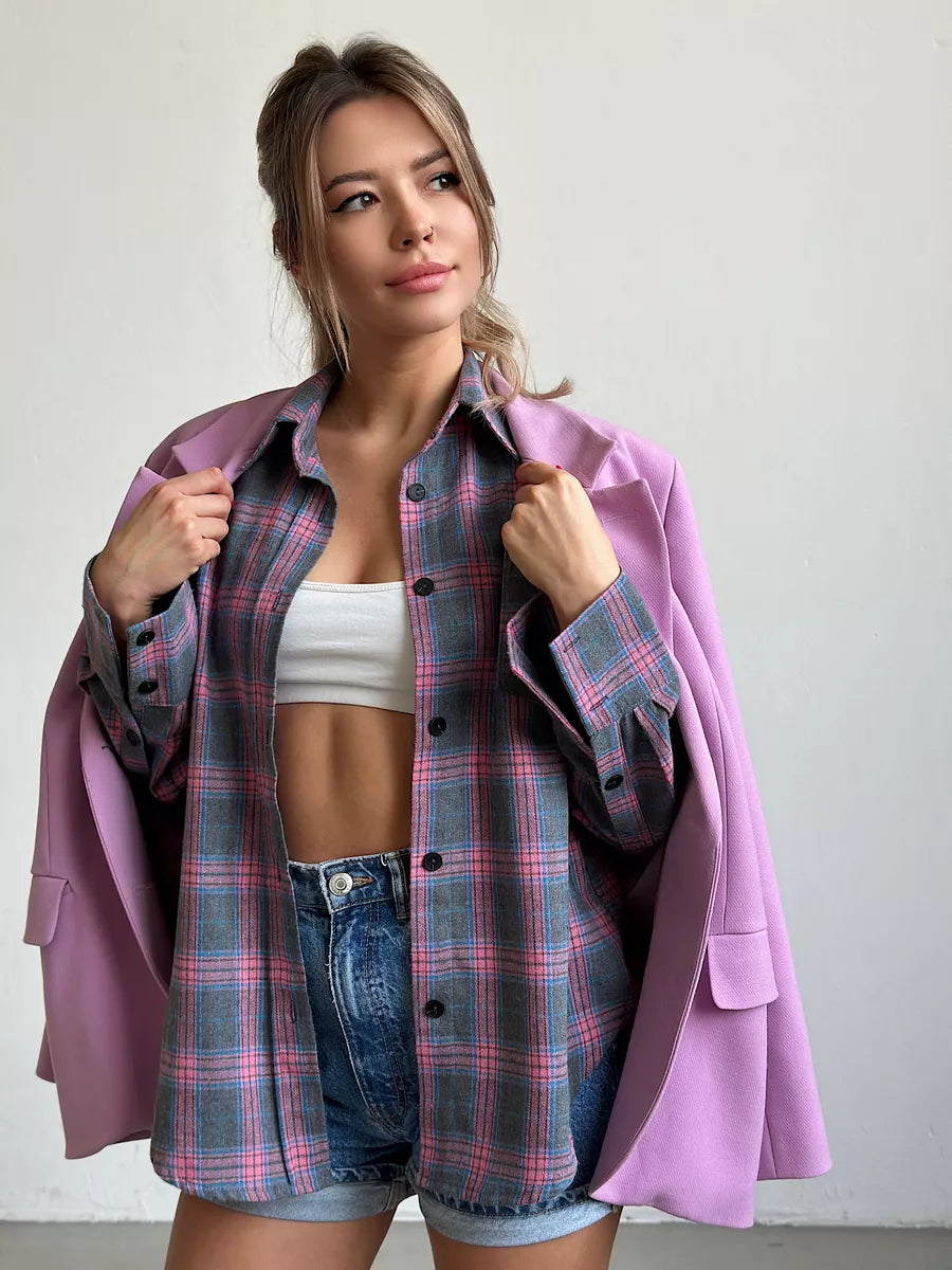 Amarisse Checked Shirt – klassiek katoenen overhemd met ruitpatroon en getailleerde pasvorm