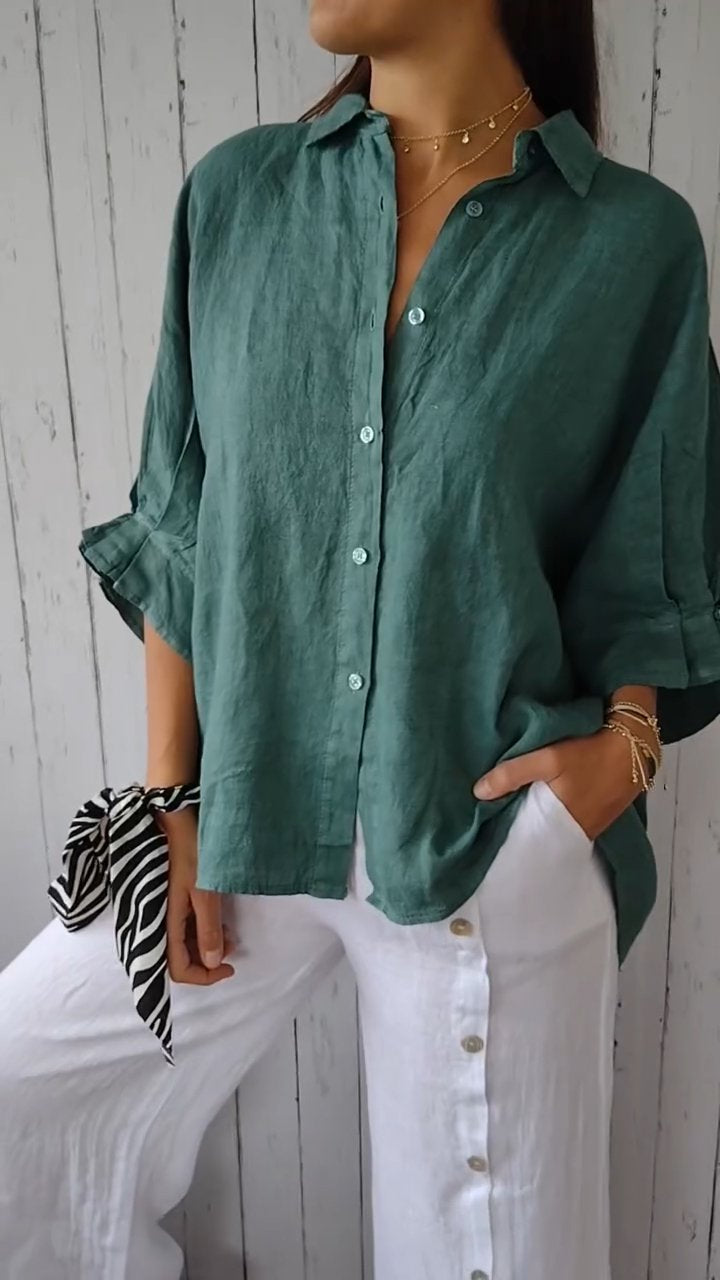Elarine – Verfijnde damesblouse met open rug en strikdetail