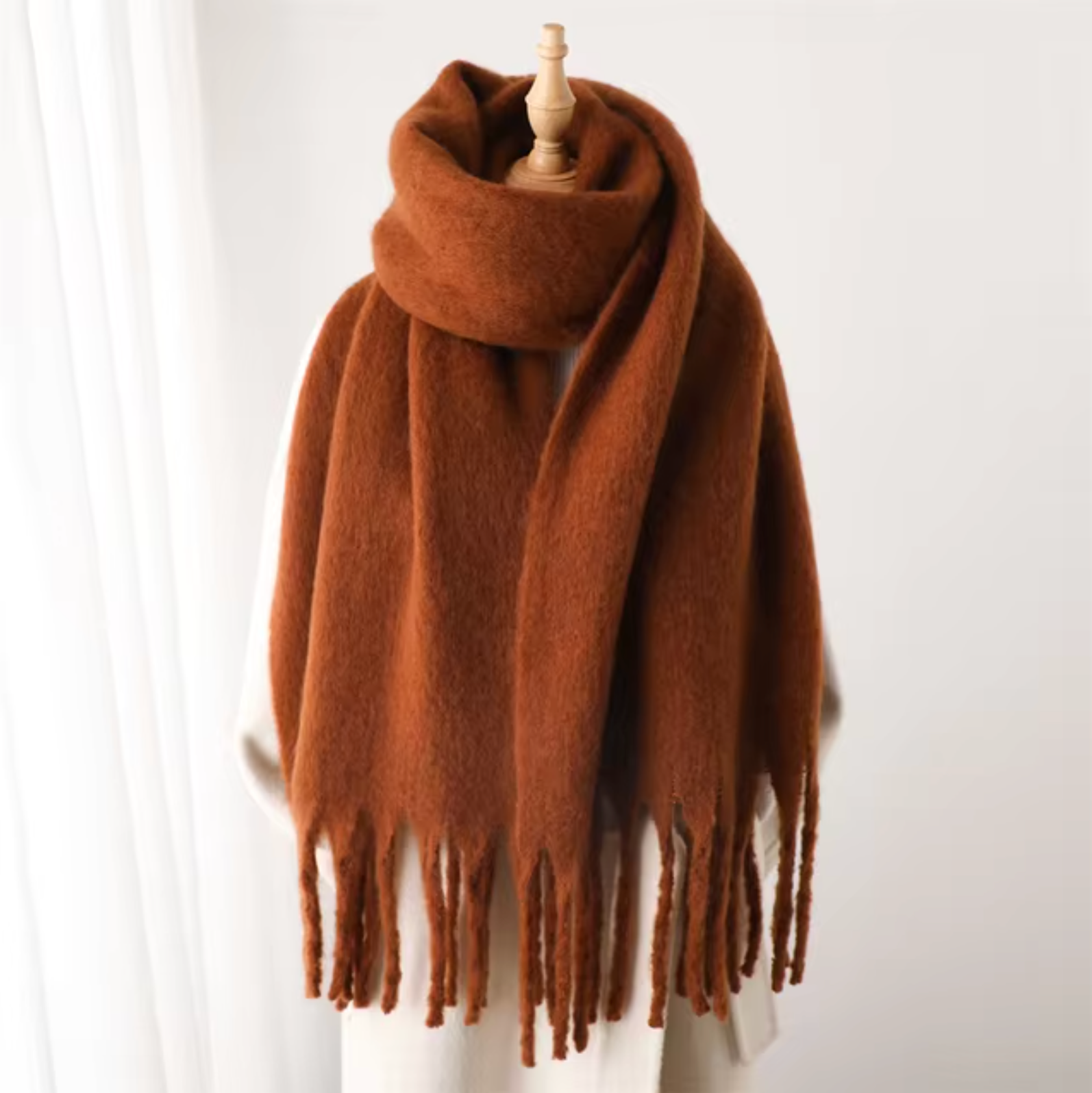 Averine – Luxe cashmere-look wintersjaal met franjes voor dames