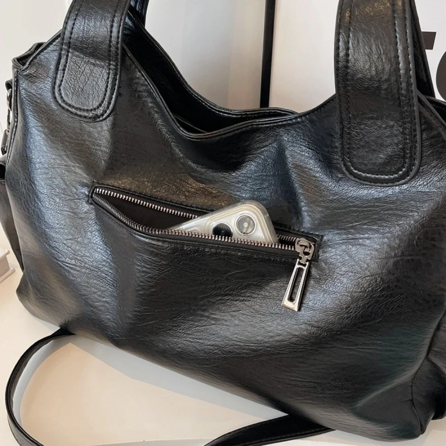 Elysanne – Luxe Vegan Leren Schoudertas met Ruime Indeling en Tijdloos Design