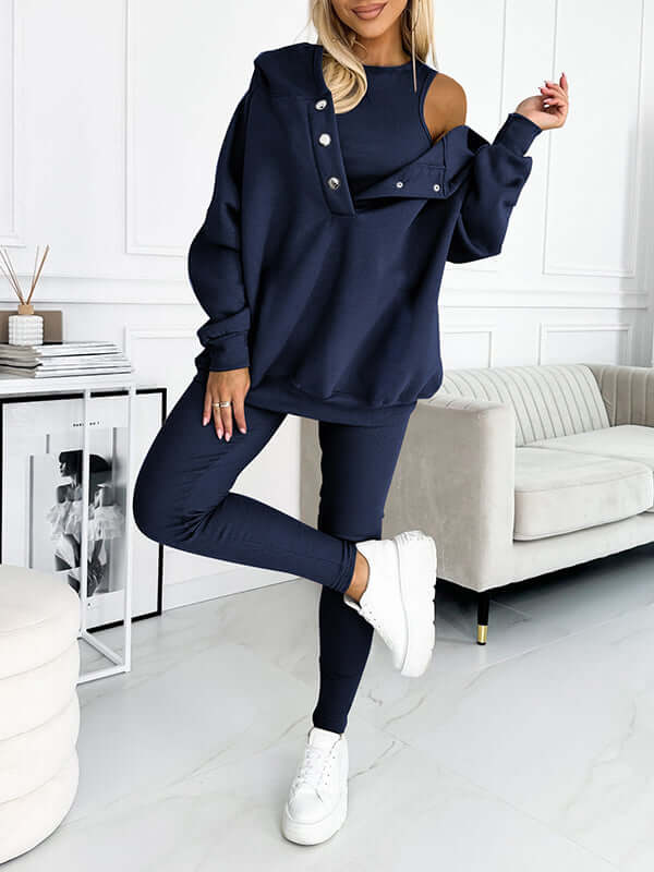 Maelis Fleece Hoodieset – Warme & Comfortabele Dames Trainingsset voor Herfst en Winter