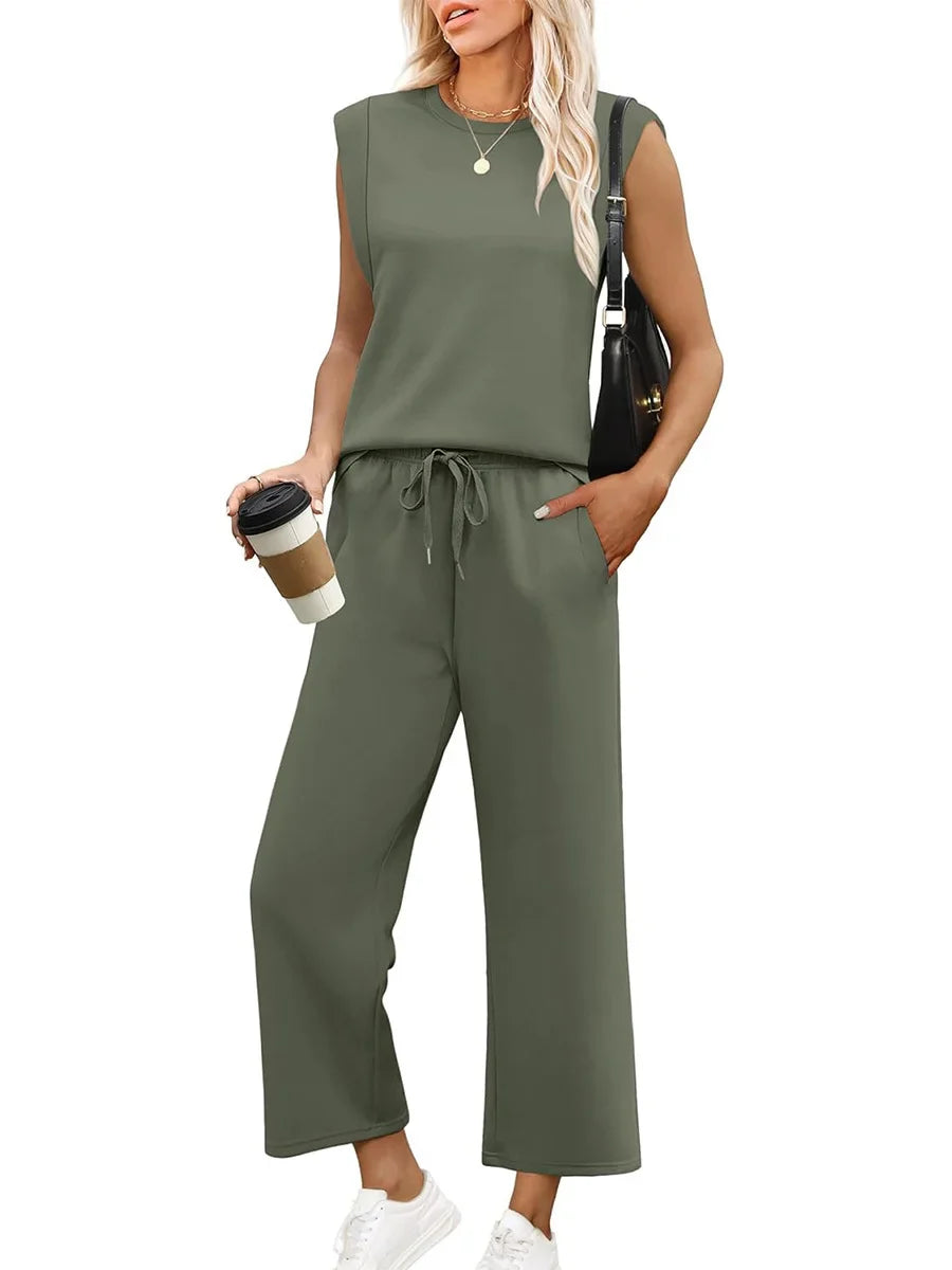 Lunivelle – Elegante dames loungewear set met top en wide-leg broek