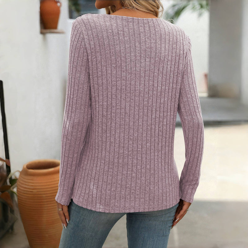 Fayenne – Effen Damesblouse met V-Hals en Tijdloze Elegantie