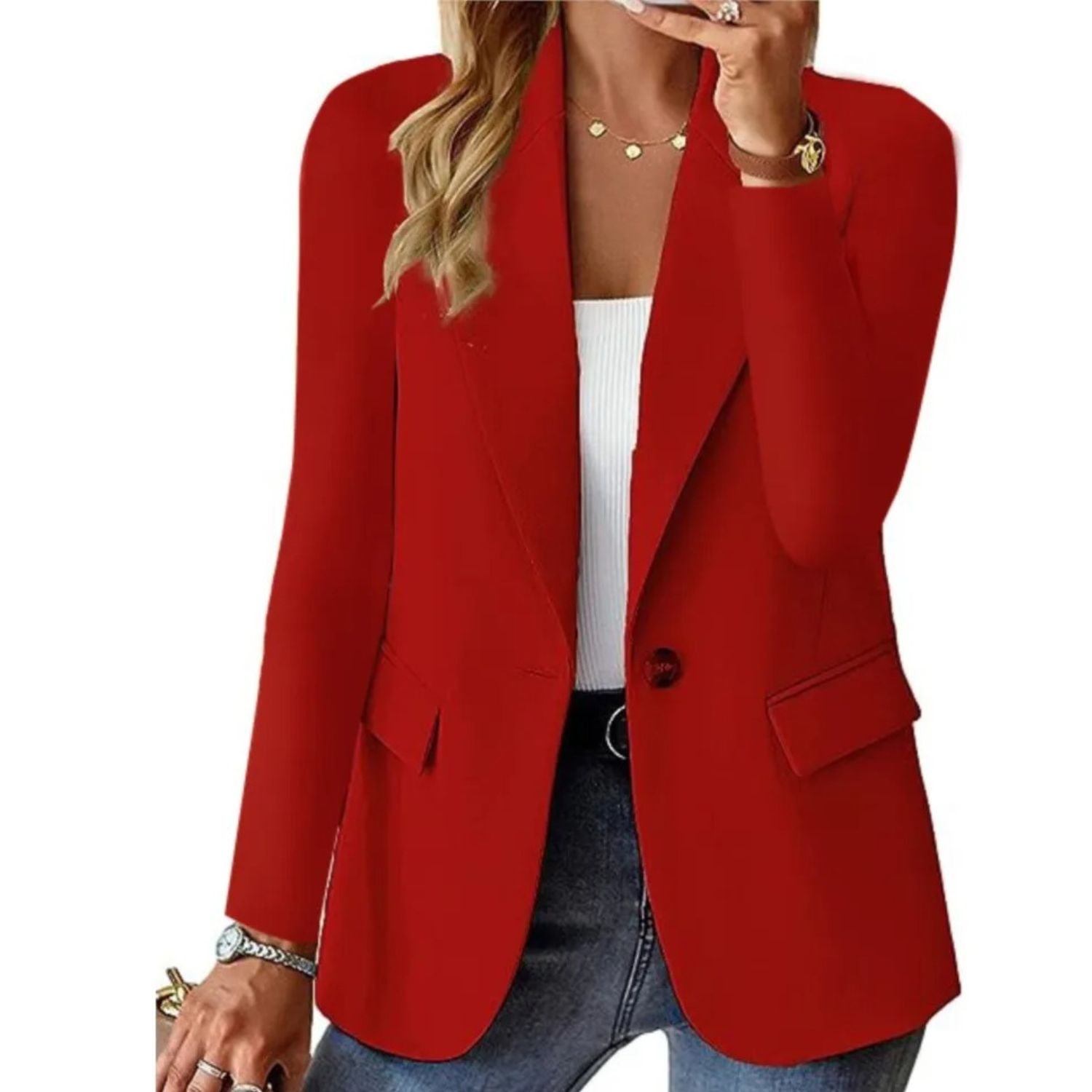 Solenya – Slanke Damesblazer met Gespdetails en Eigentijdse Elegantie