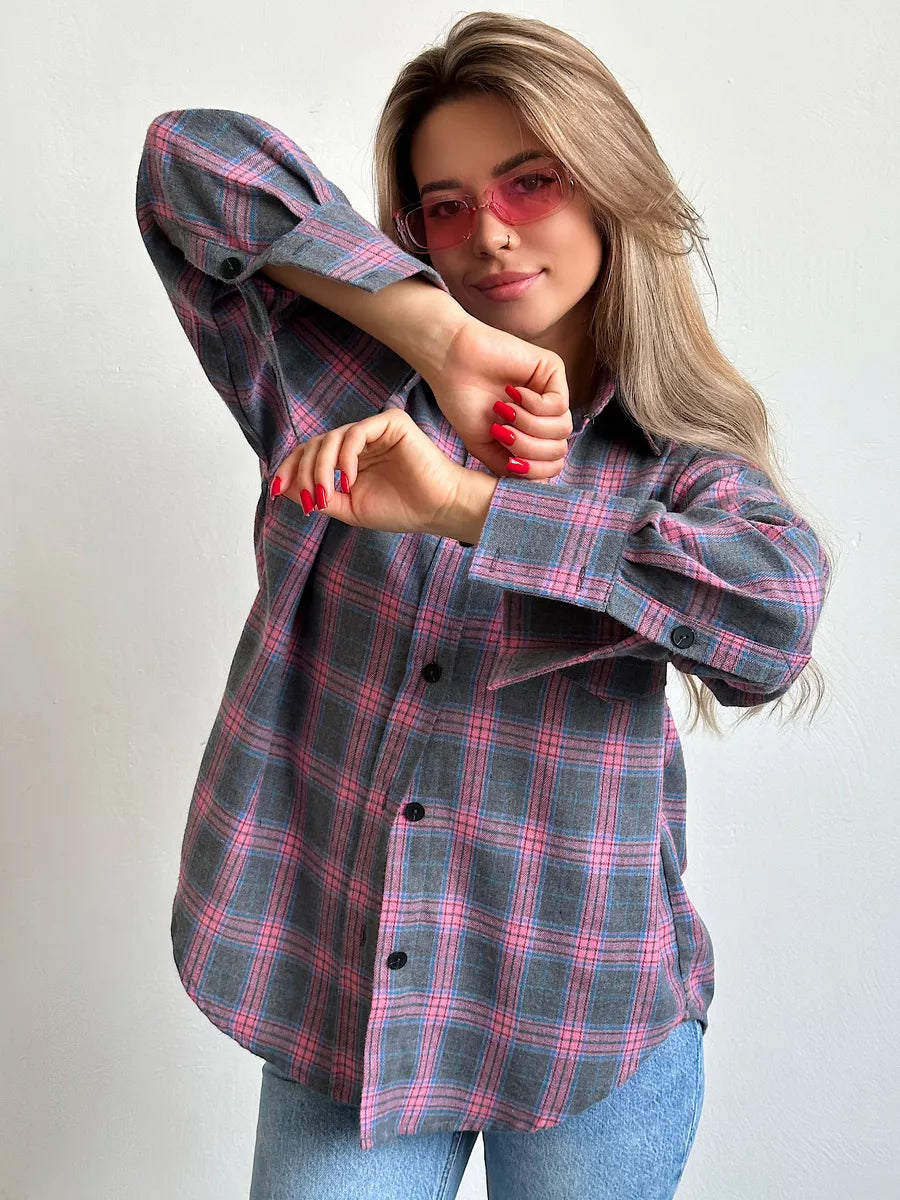 Amarisse Checked Shirt – klassiek katoenen overhemd met ruitpatroon en getailleerde pasvorm