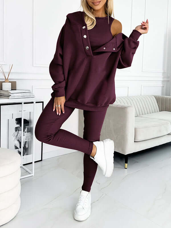 Maelis Fleece Hoodieset – Warme & Comfortabele Dames Trainingsset voor Herfst en Winter