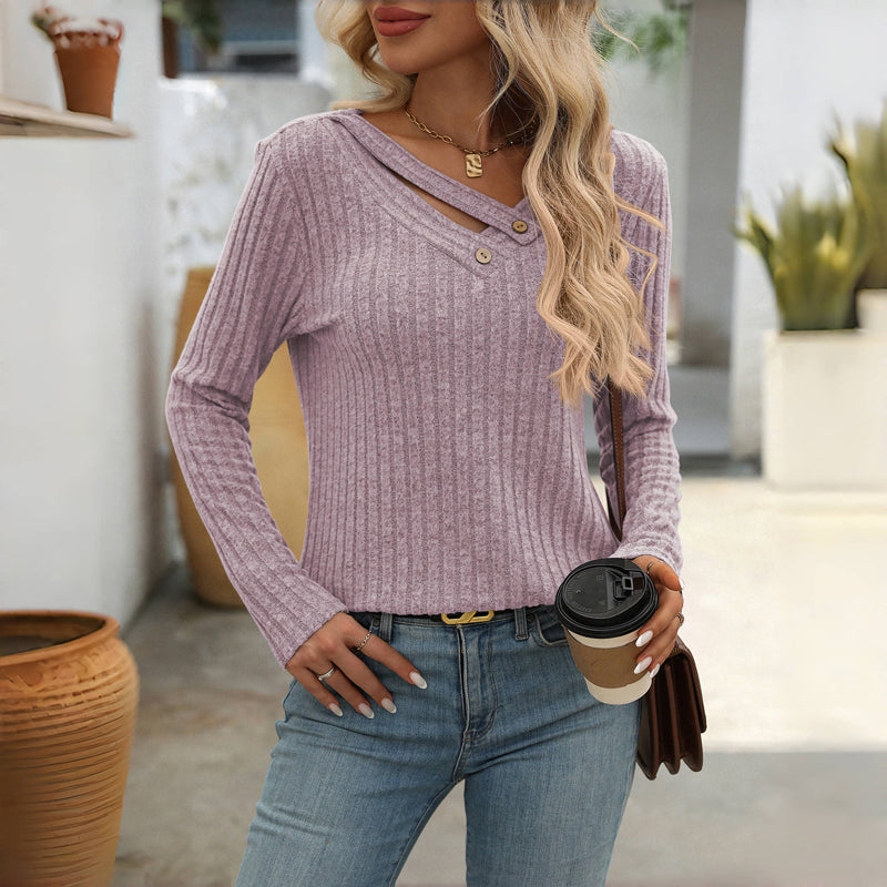 Fayenne – Effen Damesblouse met V-Hals en Tijdloze Elegantie