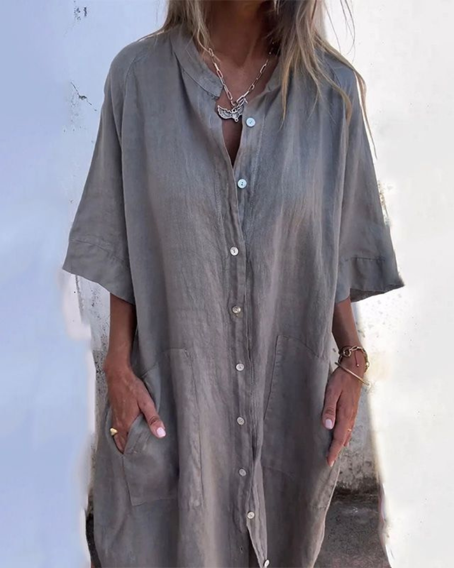 Aurevya – Boho dames overhemdjurk met relaxte pasvorm en zomerse flair