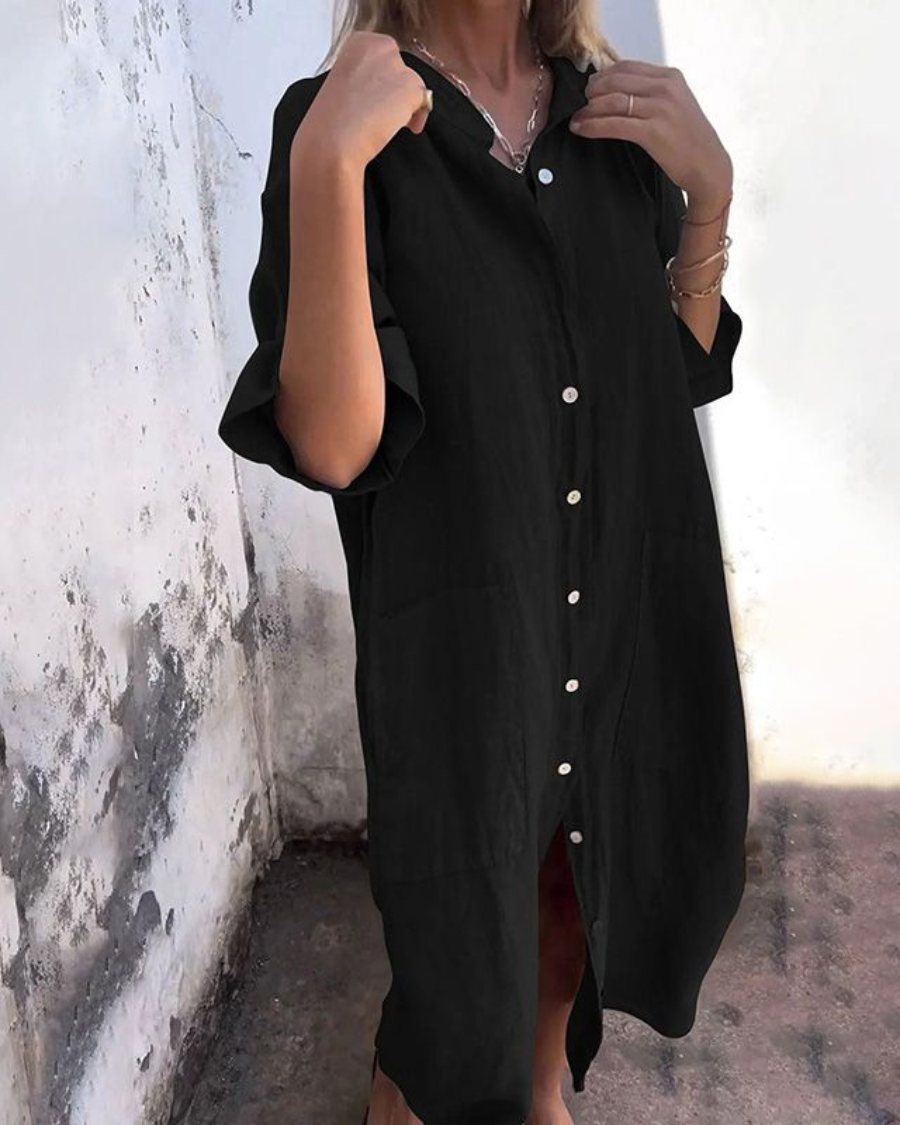 Aurevya – Boho dames overhemdjurk met relaxte pasvorm en zomerse flair