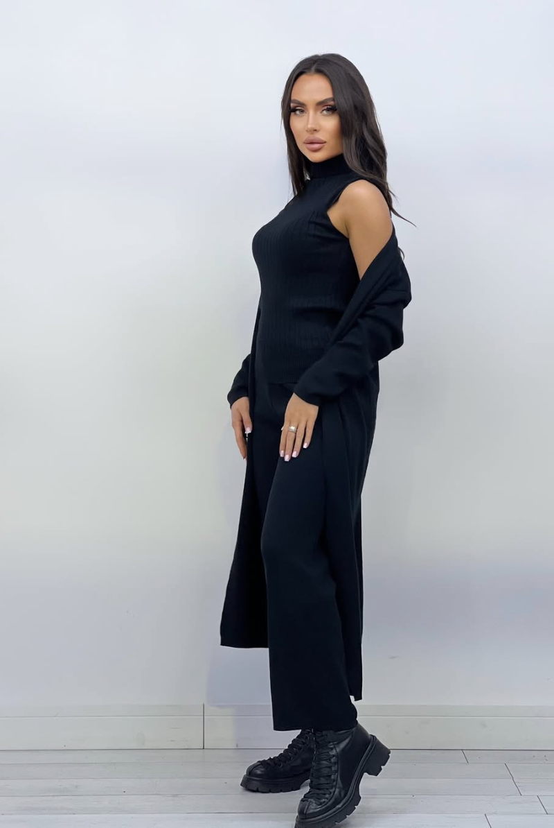 Solenne – 3-Delige Gebreide Co-ord Set met Luxe Comfort en Tijdloze Elegantie