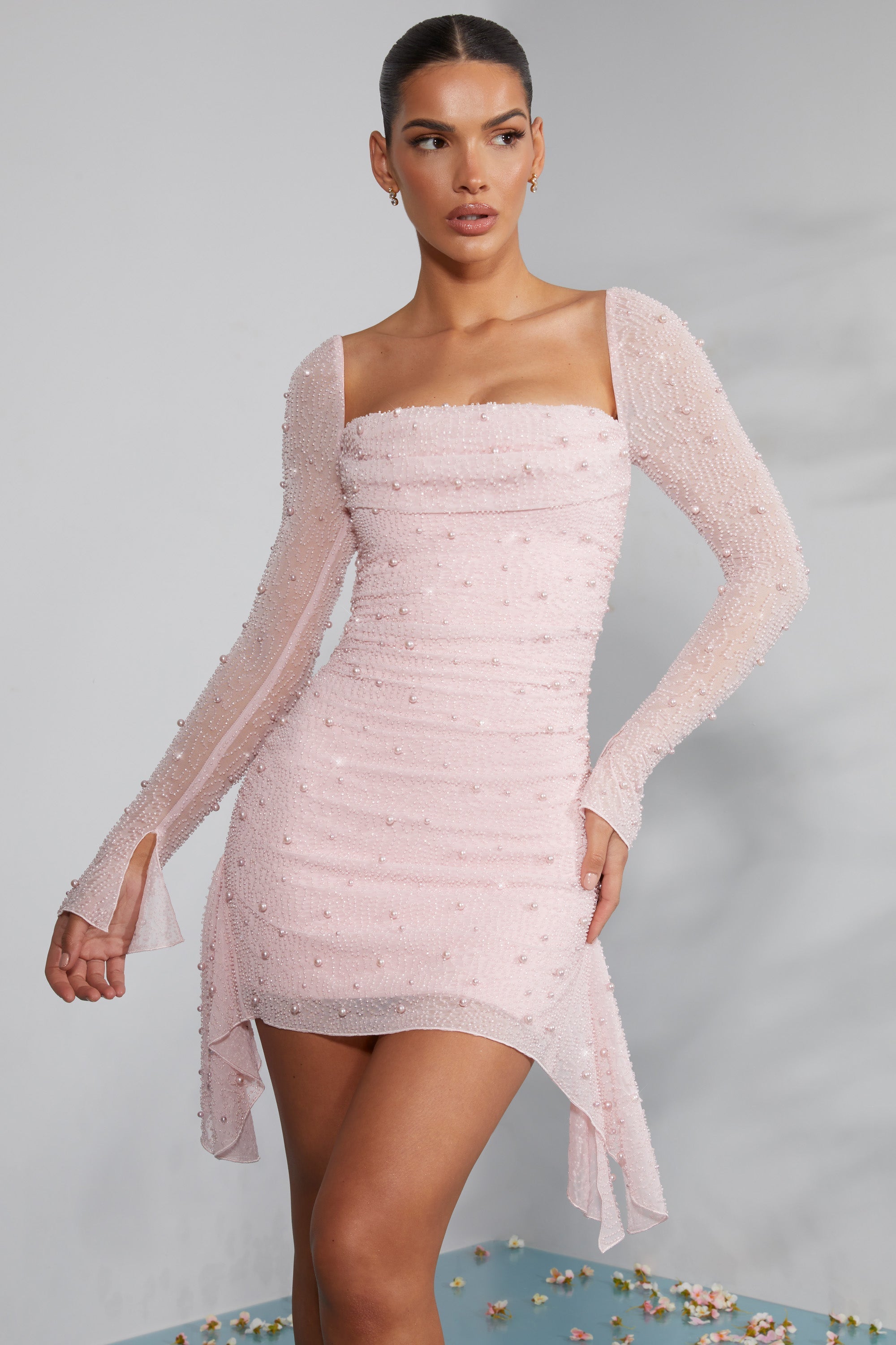 Noeline – Elegante jurk met kralen en lange mouwen voor dames
