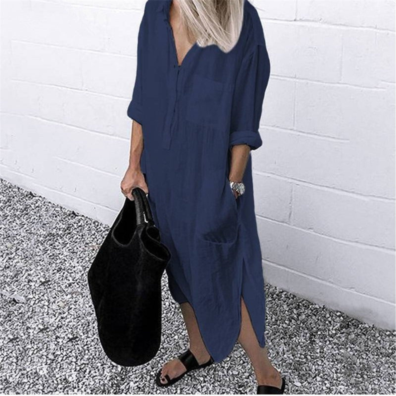 Livia - Elegante Lange Zomerjurk van Ademend Katoen voor Comfortabele Dagen