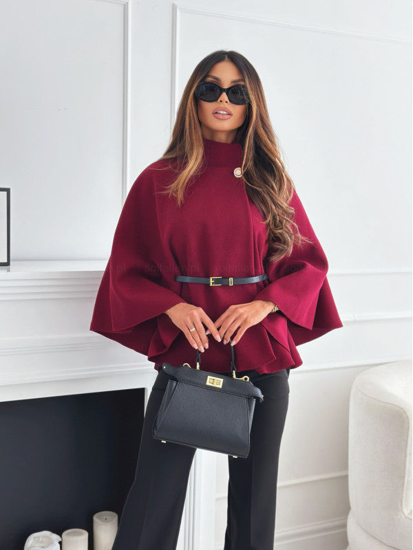 Cyarisse – Batwing Cloak Top met Riem, Warm & Elegant