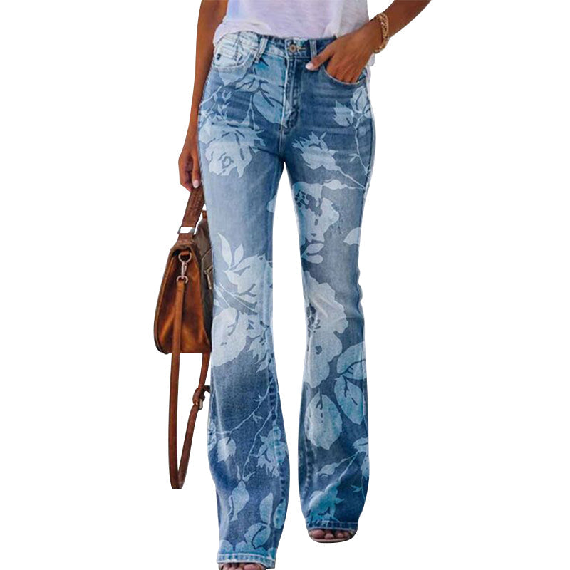 Celina – Flatterende dames flare jeans met hoge taille en knoopsluiting