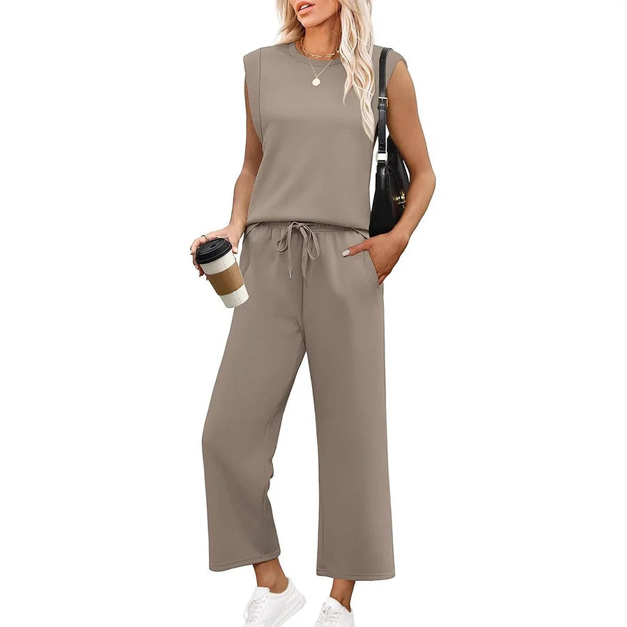 Lunivelle – Elegante dames loungewear set met top en wide-leg broek