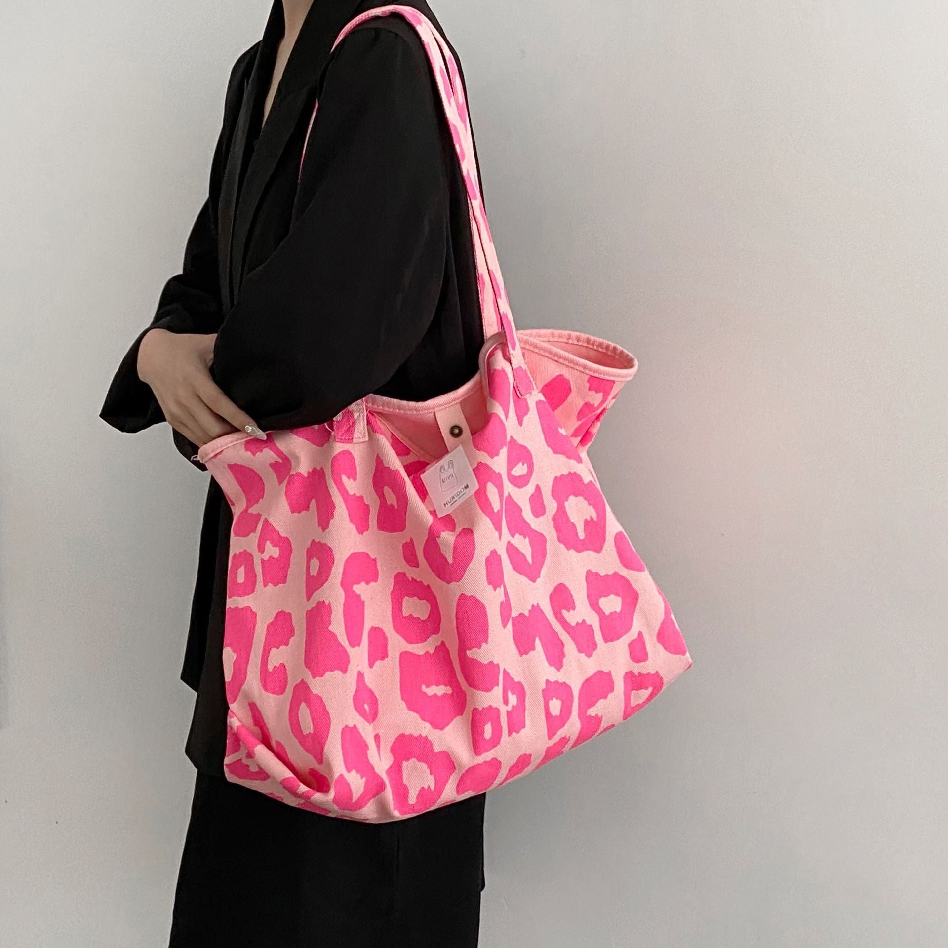 Thalassa - Canvas Luipaard Shopper met Bijpassende Tas