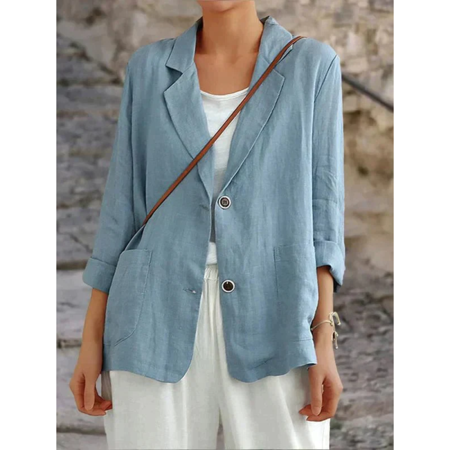 Elara - Elegante Linnen Blazer voor een Tijdloze Look