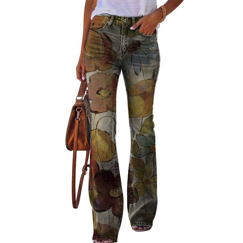 Celina – Flatterende dames flare jeans met hoge taille en knoopsluiting