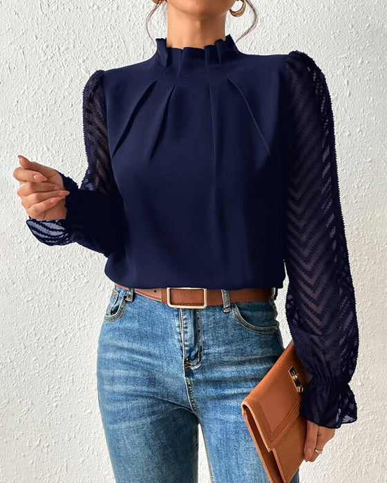 Elara Elegante Blouse – Tijdloze Klasse met Transparante Ballonmouwen