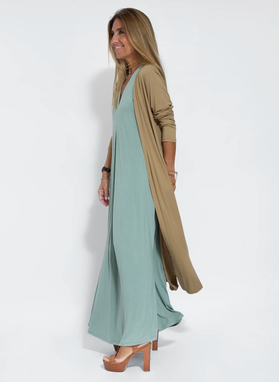 Elara - Elegante Lange Jurk en Weste Set voor een Stijlvolle Look