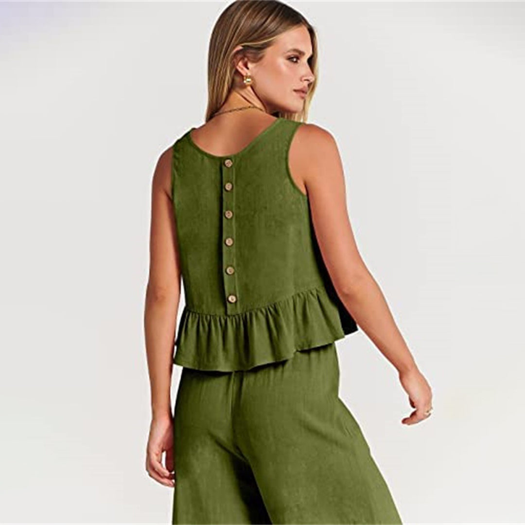Valenora – Zomerse tweedelige set met mouwloos topje en luchtige broek
