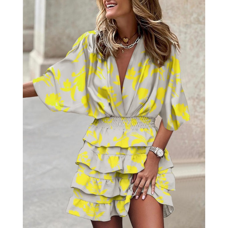 Zomerjurk Dames met V-Hals en Vleermuismouwen – Luchtig & Comfortabel