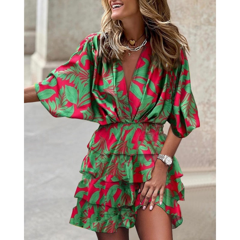 Zomerjurk Dames met V-Hals en Vleermuismouwen – Luchtig & Comfortabel