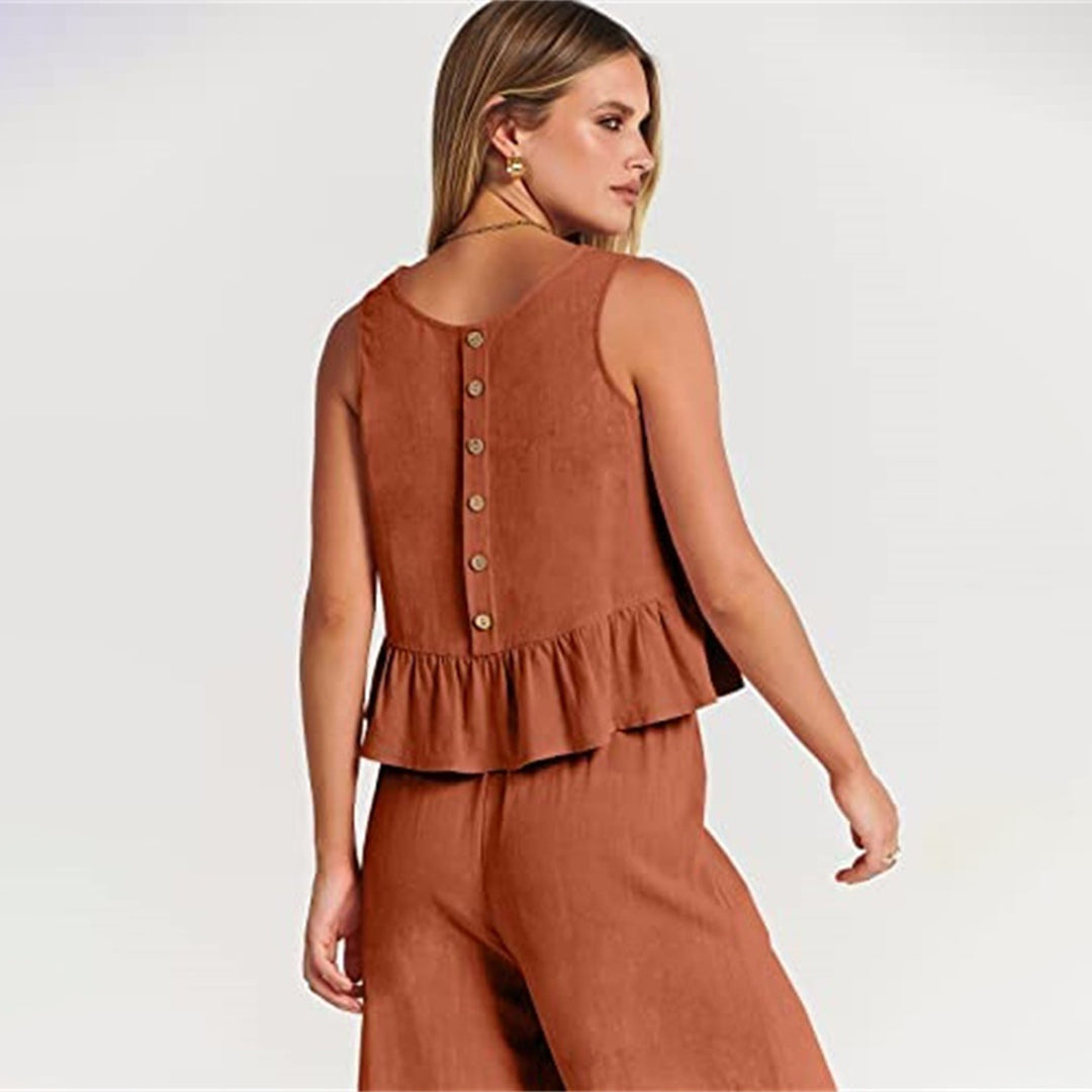 Sereluna – Tweedelige zomeroutfit met top en wijde broek voor dames