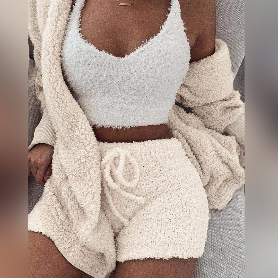 Nalaya – 3-delige Loungewear Dames Set met Hoodie, Topje en Short