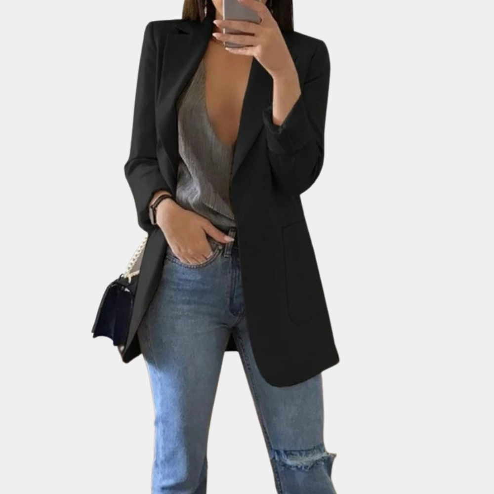 Vesper Blazer – Elegante lange damesblazer met tijdloze uitstraling