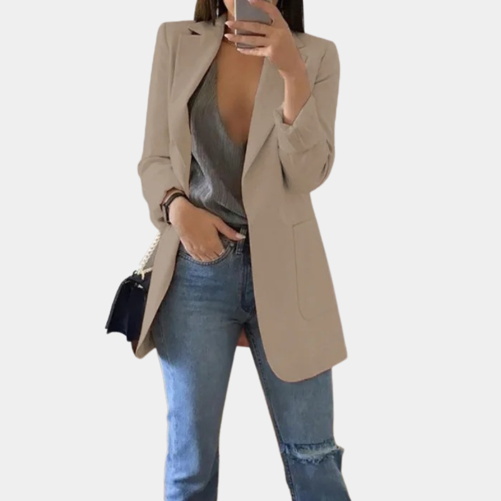 Vesper Blazer – Elegante lange damesblazer met tijdloze uitstraling