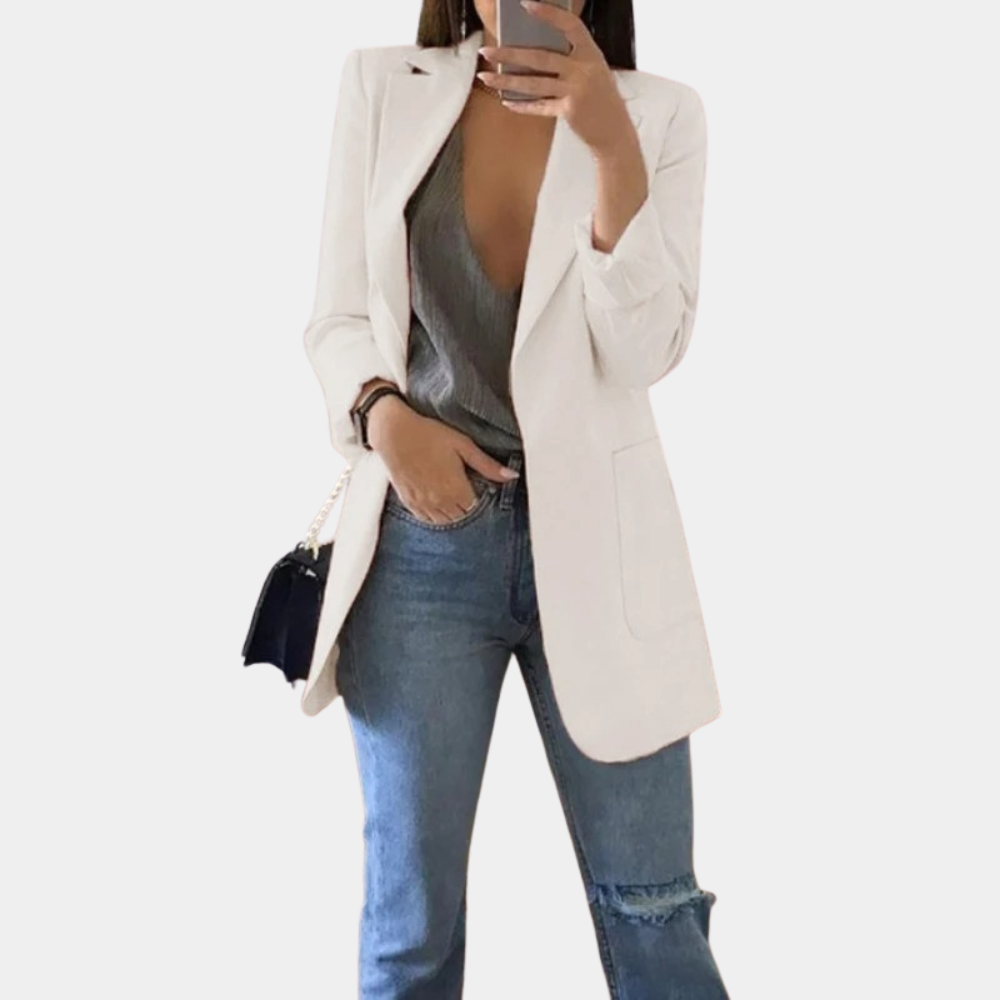 Vesper Blazer – Elegante lange damesblazer met tijdloze uitstraling