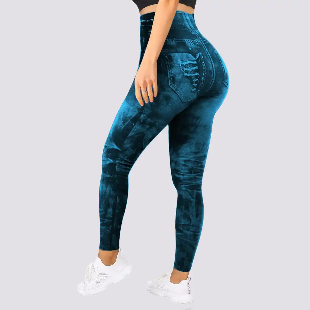 Elisora – Sportieve shaping legging met denimlook voor dames
