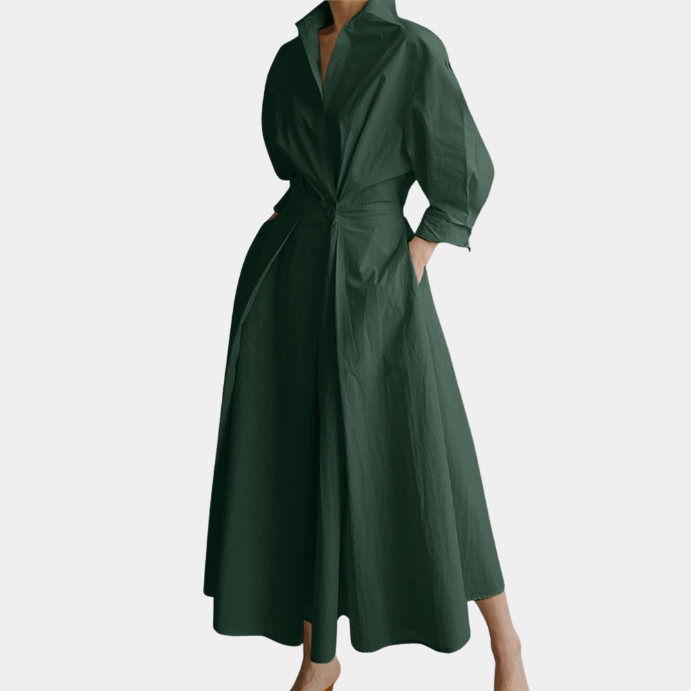 Antonelle – Elegante maxi-jurk met verfijnde print en flatterende V-hals