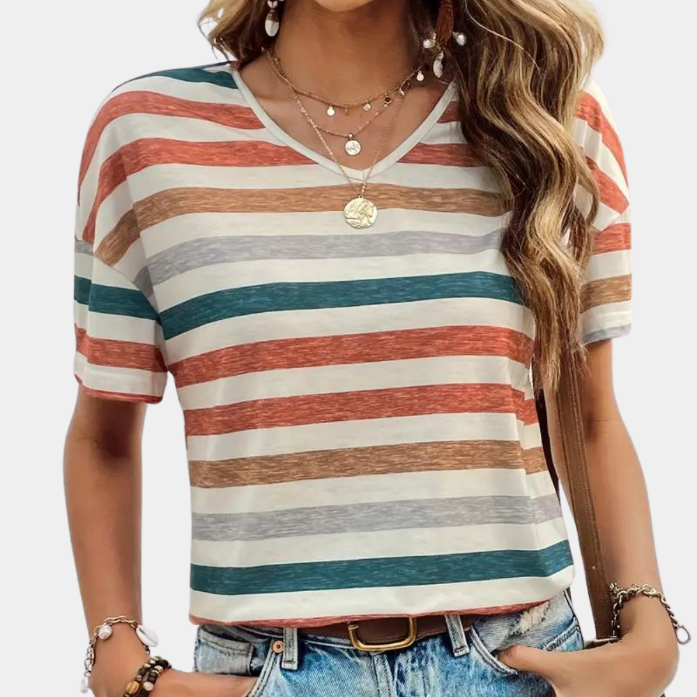 Lioraya – Gestreept dames T-shirt met flatterende pasvorm en tijdloze charme