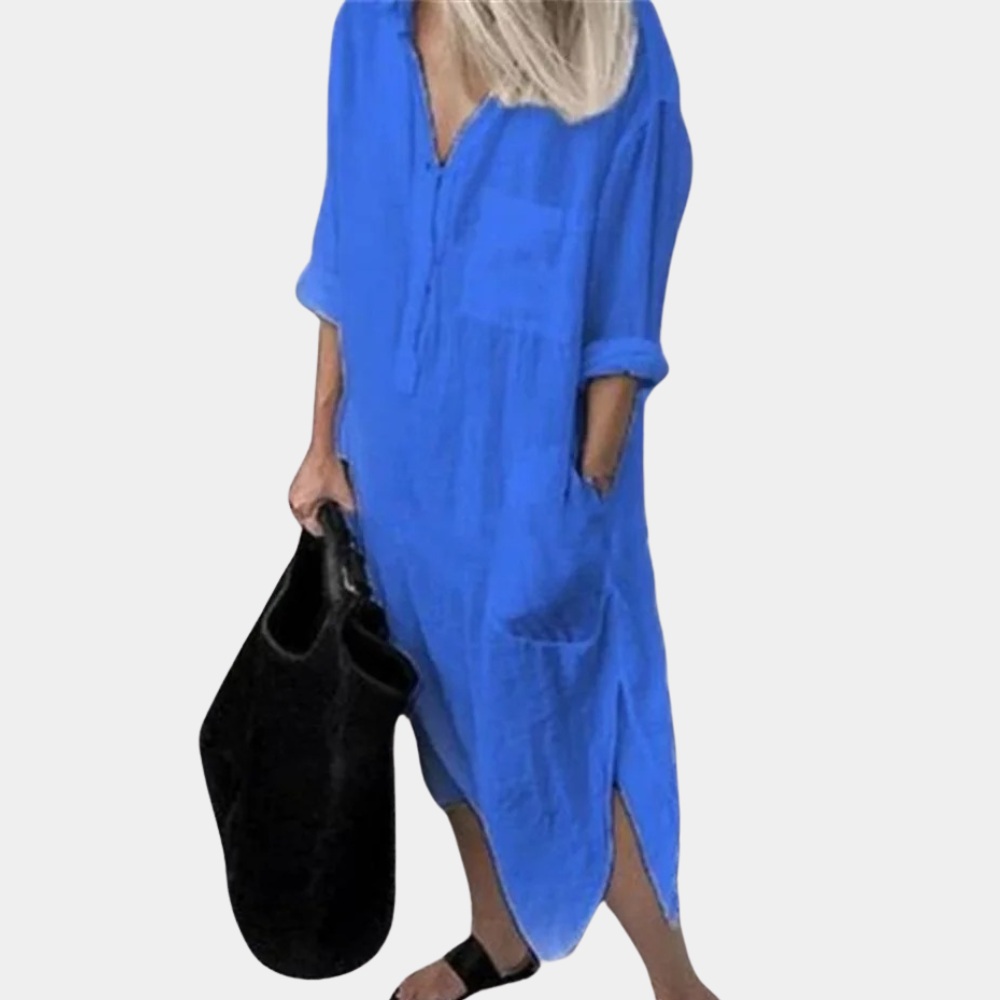 Selvaya – luchtige maxi-jurk met vloeiende pasvorm en zomerse elegantie