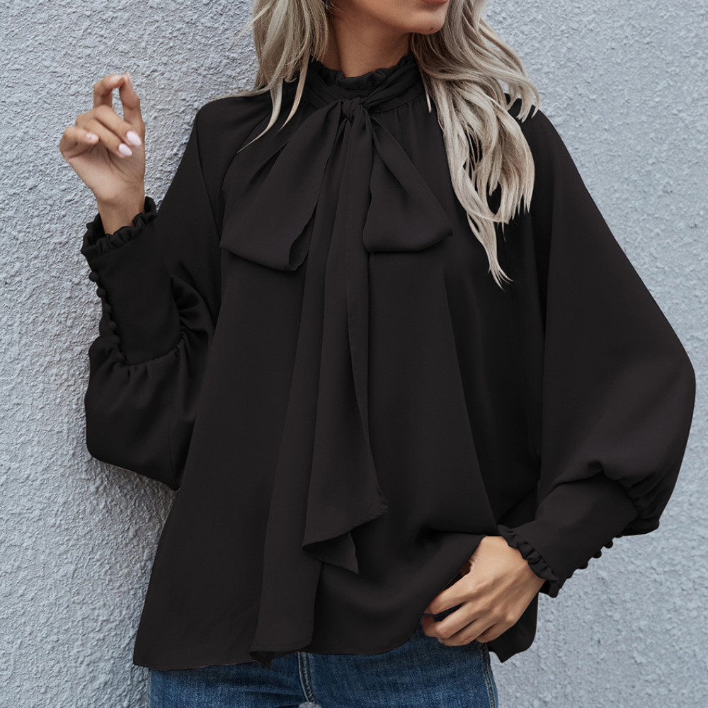 Selvianne Elegante Damesblouse met Strik – Tijdloze Klasse en Verfijnde Vrouwelijkheid