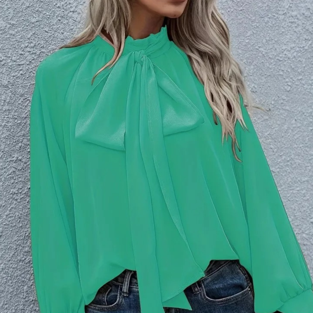 Selvianne Elegante Damesblouse met Strik – Tijdloze Klasse en Verfijnde Vrouwelijkheid