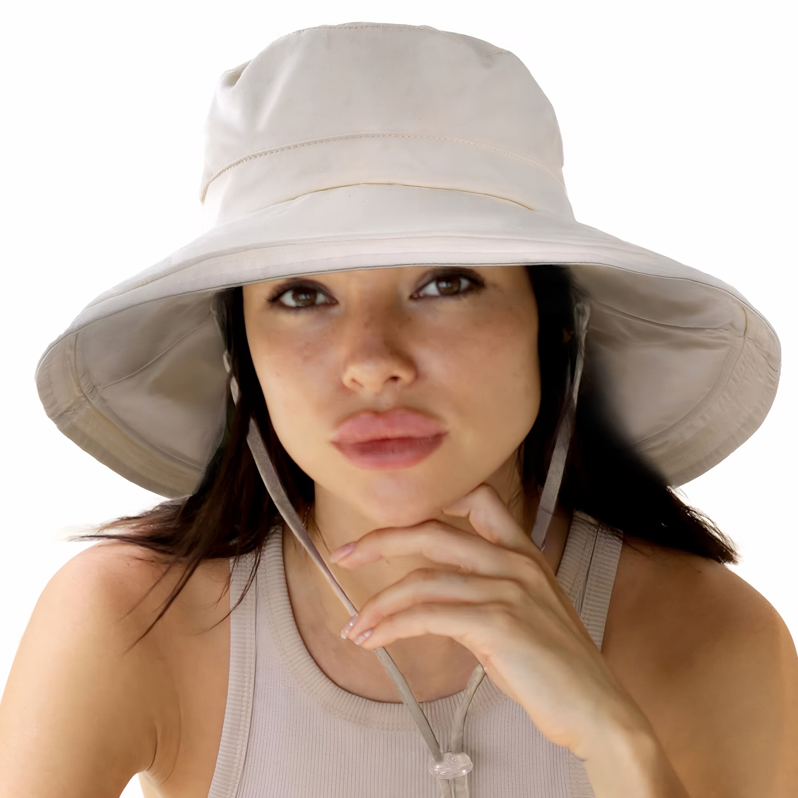 Zonnehoed met Brede Rand en Kinriem – Ademend & Unisex