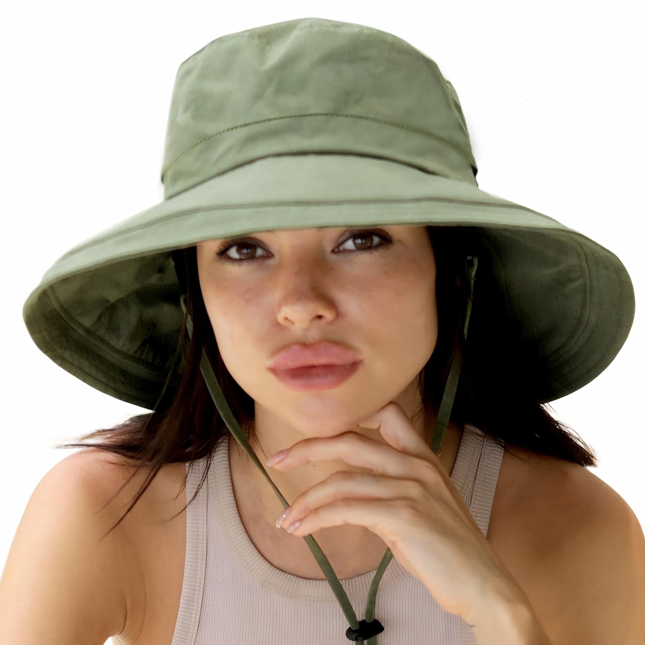 Zonnehoed met Brede Rand en Kinriem – Ademend & Unisex