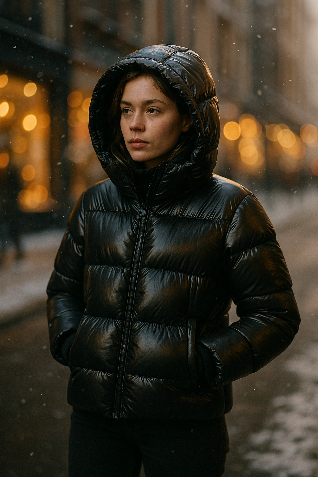 Clarisse – Glanzende Puffer Jas met Slim Fit en Luxe Warmte