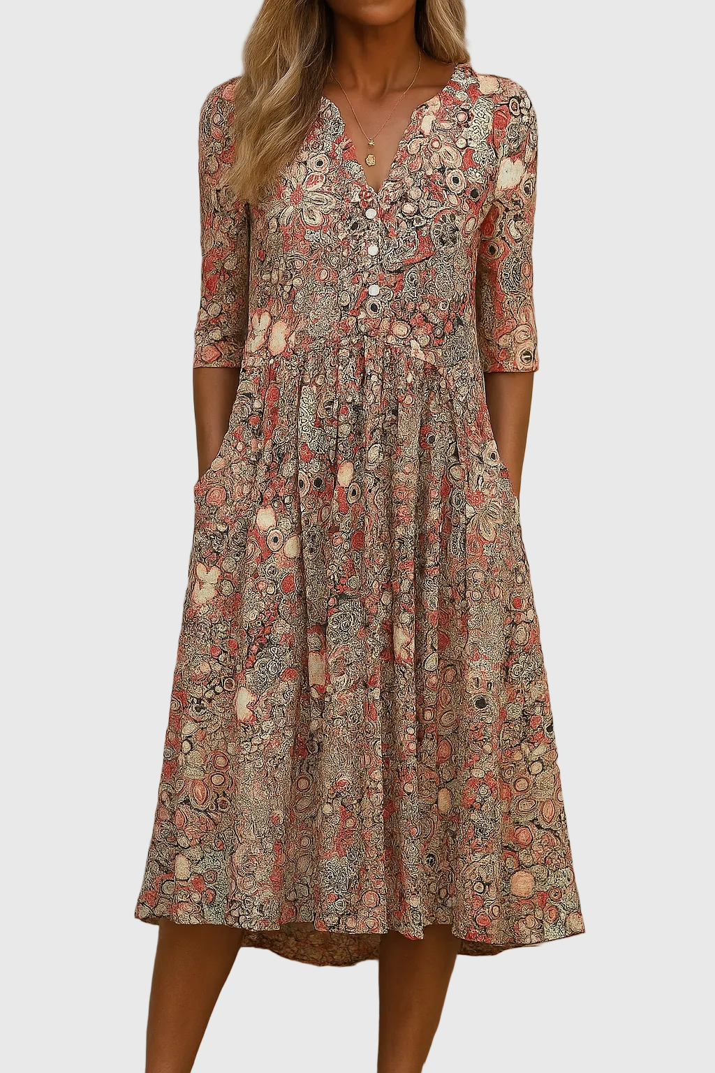 Dames maxi jurk met V-hals en elegante pasvorm
