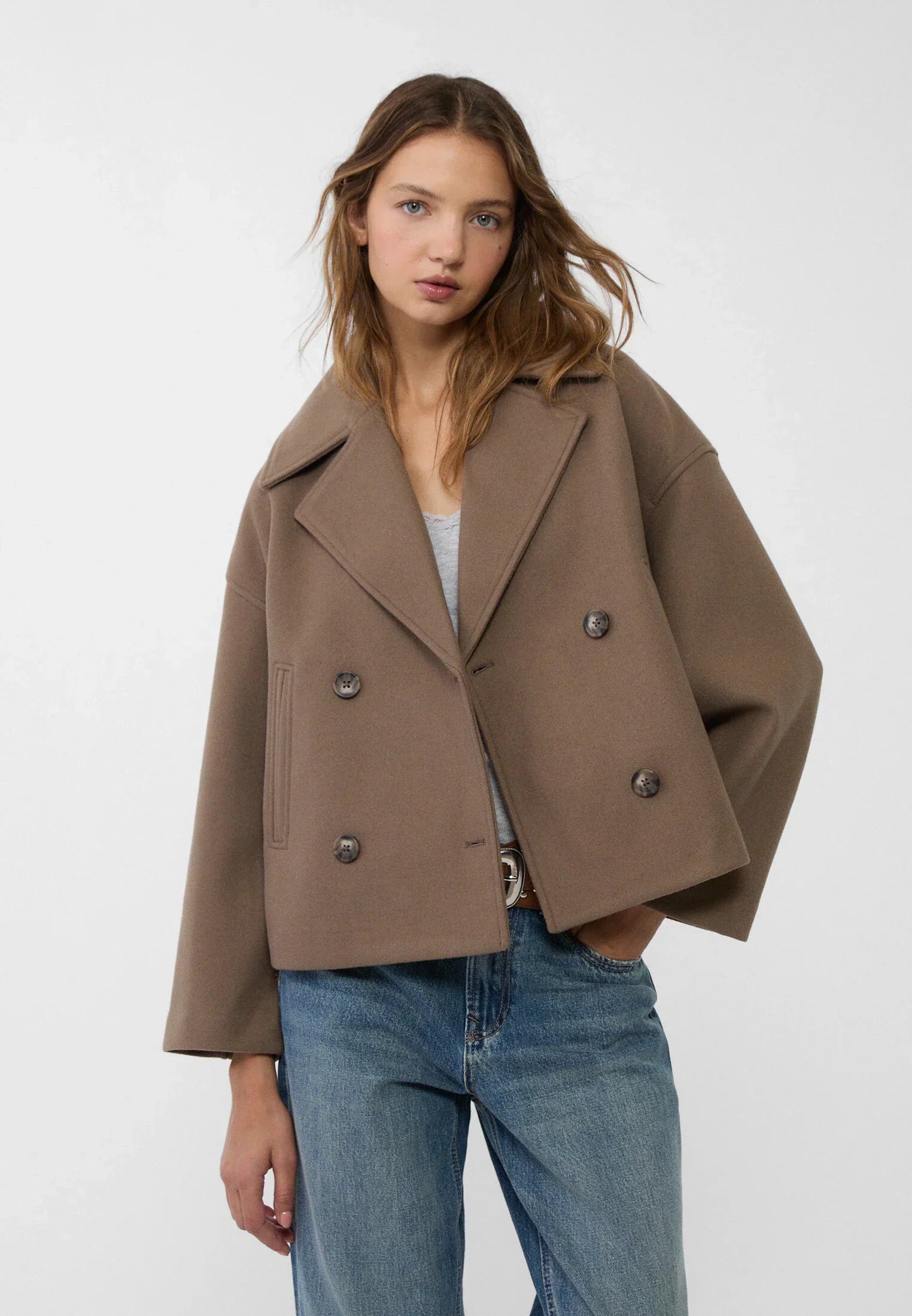 Isadora - Elegante Korte Jas met Dubbele Rij Knoopsluiting en Tijdloos Design